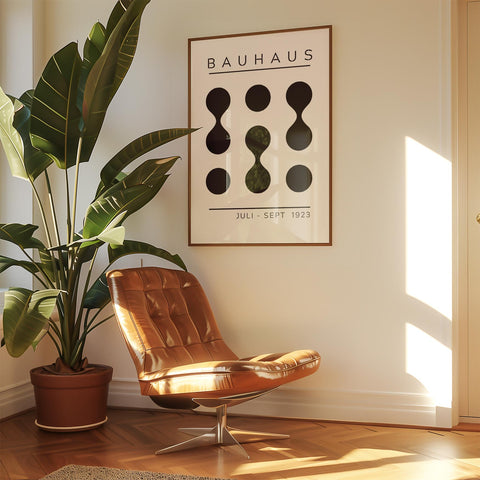 Bauhaus-inspired abstract art print for bedrooms