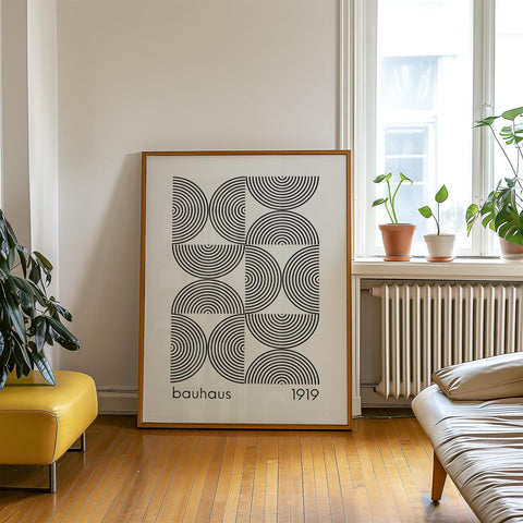 Bauhaus concentric pattern poster for living room