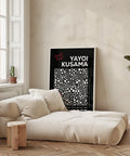 Bold black and white wall art with Kusama&#39;s polka dot design