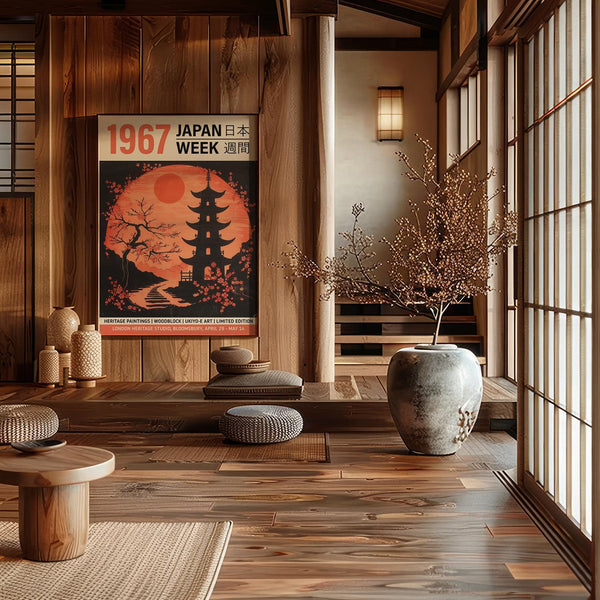 Large moon Japanese art print for statement walls