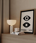 Bauhaus-inspired abstract eye print for creative spaces