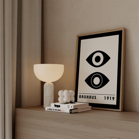 Bauhaus-inspired abstract eye print for creative spaces