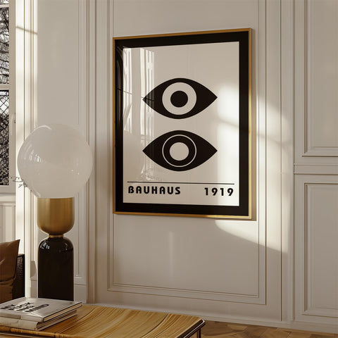 Bauhaus geometric eye art poster for minimalist decor