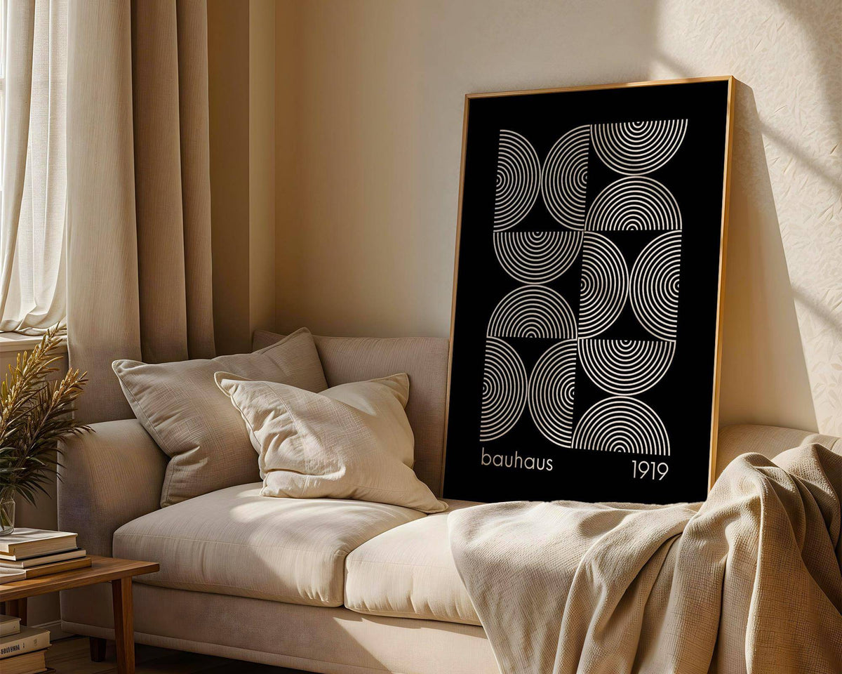Abstract geometric wall art with intricate circular patterns