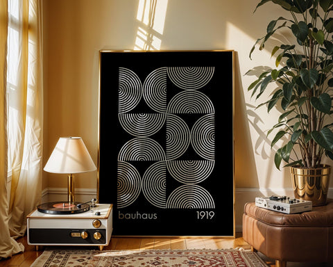 Minimalist geometric wall art with Bauhaus inspiration