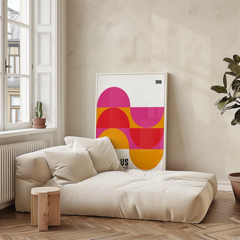 Retro Bauhaus colourful wall art for creative spaces