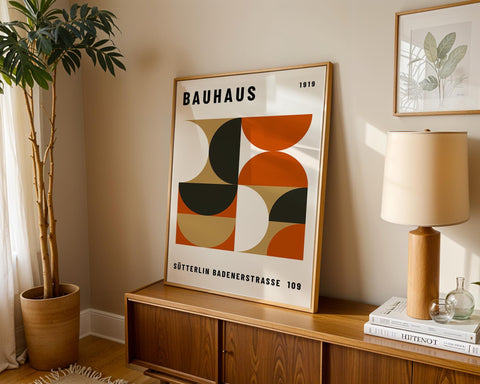 Vibrant Bauhaus geometric poster for kitchens