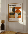 Bauhaus geometric earth tones art poster for modern decor