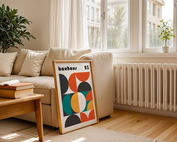 MCM wall art featuring clean lines and bold contrast