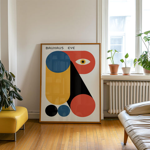 Retro Bauhaus wall art with eye-catching shapes