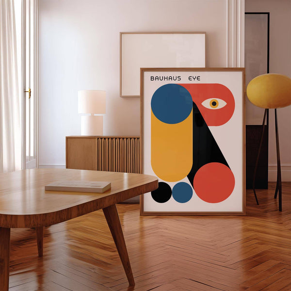 Bauhaus graphic featuring an eye motif and geometric balance