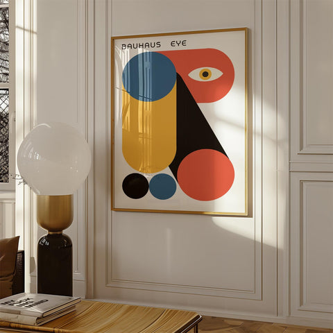 Bauhaus abstract geometric art poster with bold colours