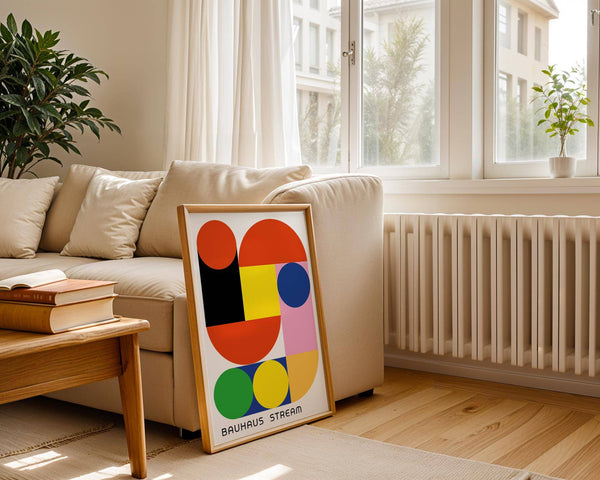 Abstract geometric wall decal blending modernism and colour theory