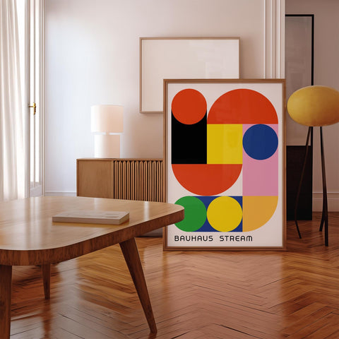 Industrial geometric wall art with dynamic colours