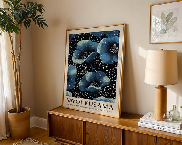 elegant wall art blue flowers for home decor