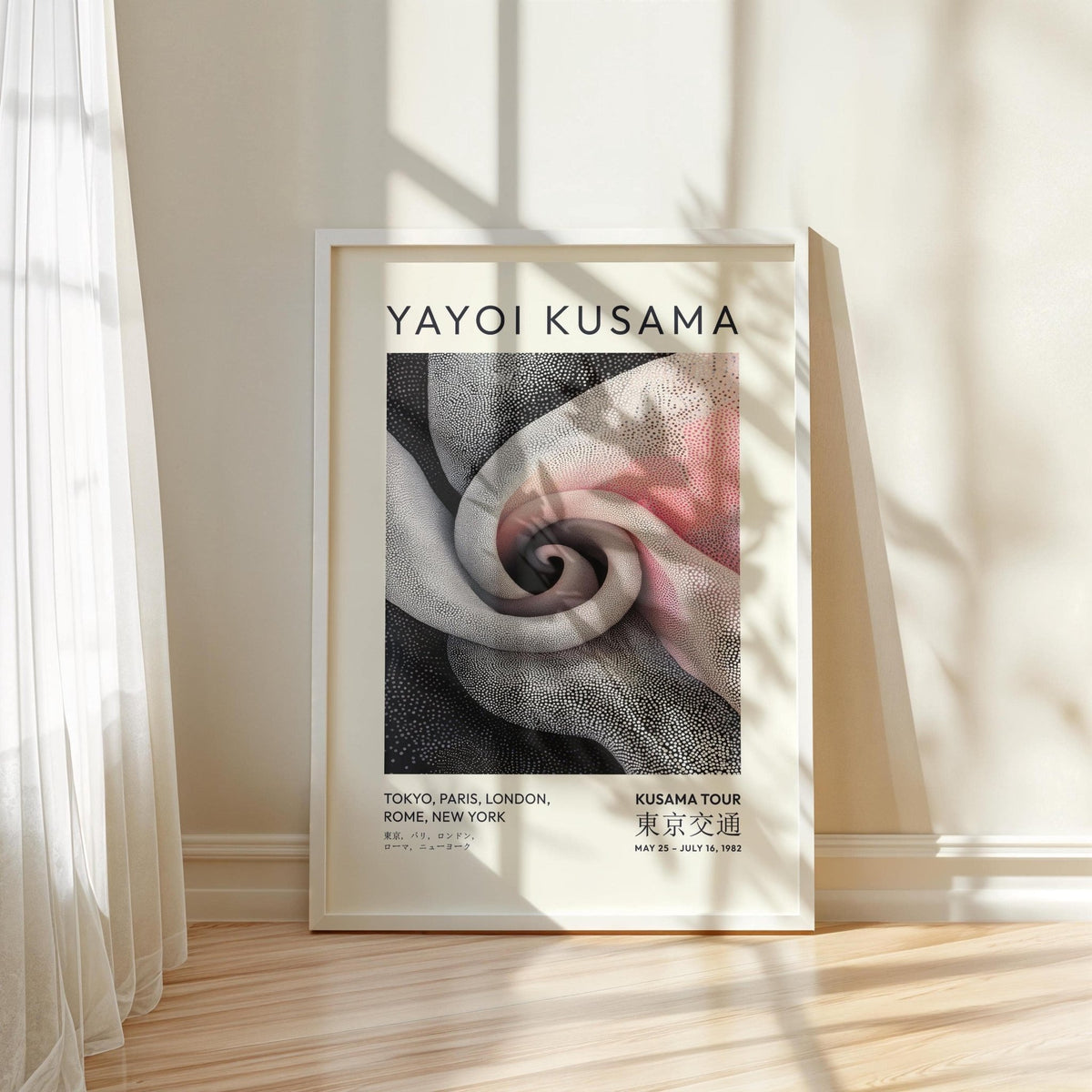 Sophisticated Kusama-style luxury wall art for living room in abstract design