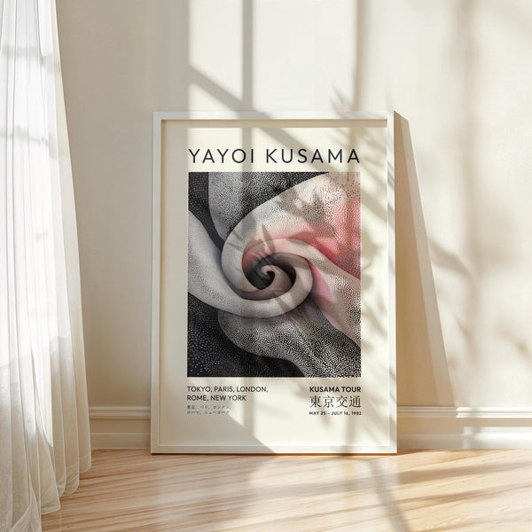 Sophisticated Kusama-style luxury wall art for living room in abstract design