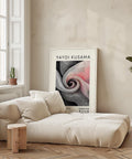 Grey and pink swirling flower art perfect for bedrooms or offices.