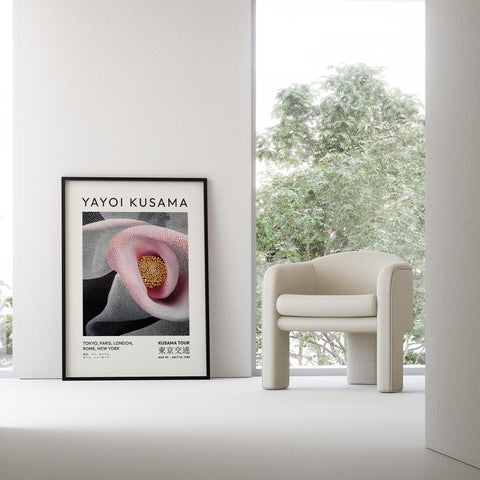 Modern luxury poster with Yayoi Kusama-inspired flower design