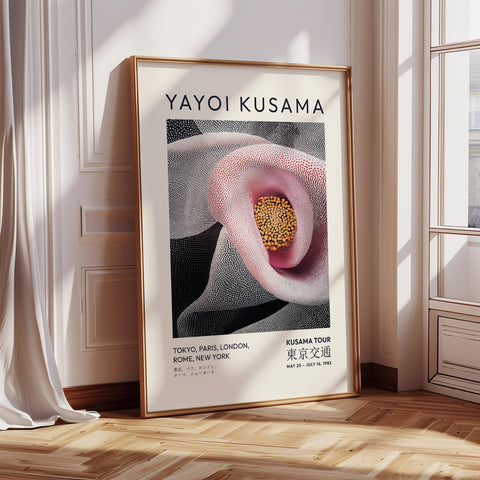 Abstract flower poster with modern grey and pink palette