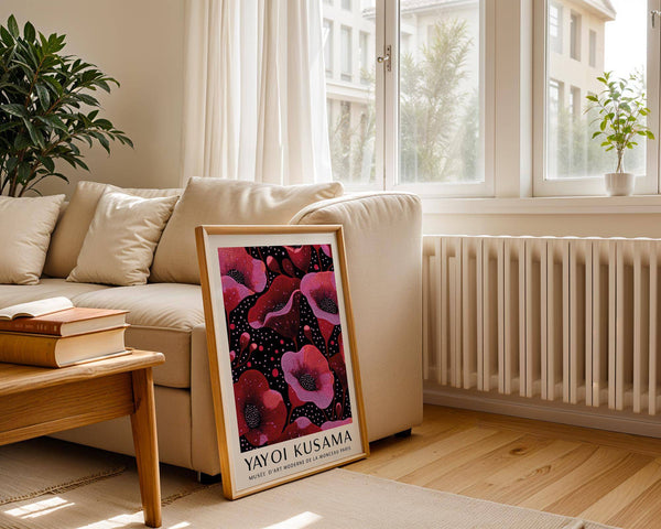 vibrant wall art in pink with a striking composition