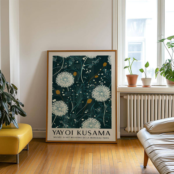 Yayoi Kusama green print perfect for stylish living rooms