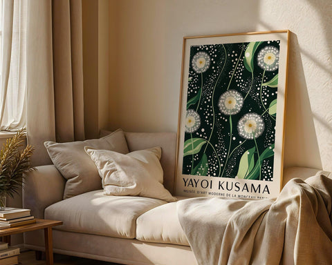 Minimalist dotted floral poster for living room decor