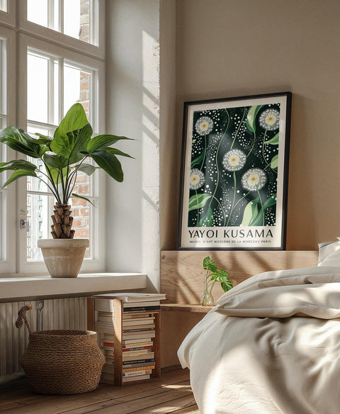 Dotted floral Kusama art print for bedrooms