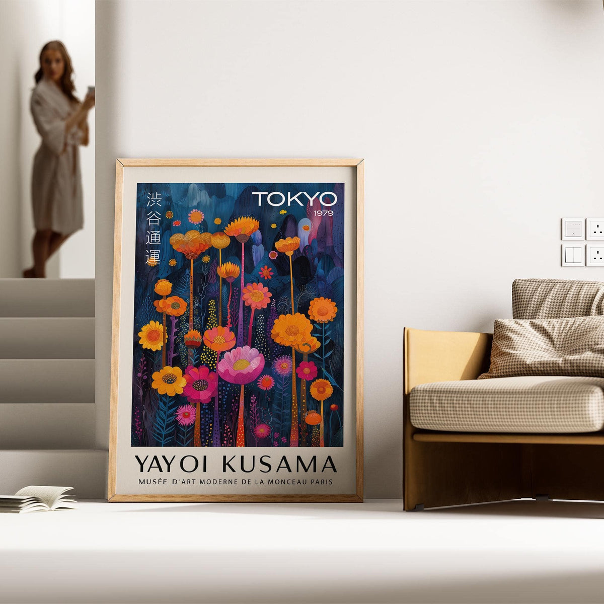 Abstract colorful flower wall art for modern living room decor