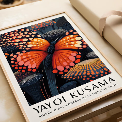 Bold orange butterfly poster for living room