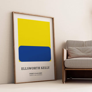 Minimalist artwork with vibrant yellow and blue tones for modern apartments