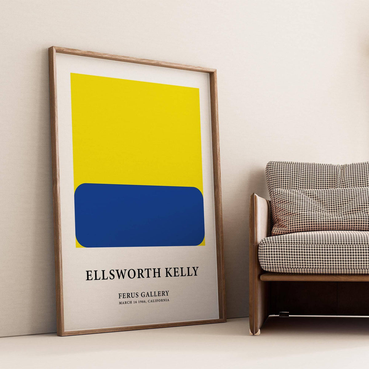 Minimalist artwork with vibrant yellow and blue tones for modern apartments