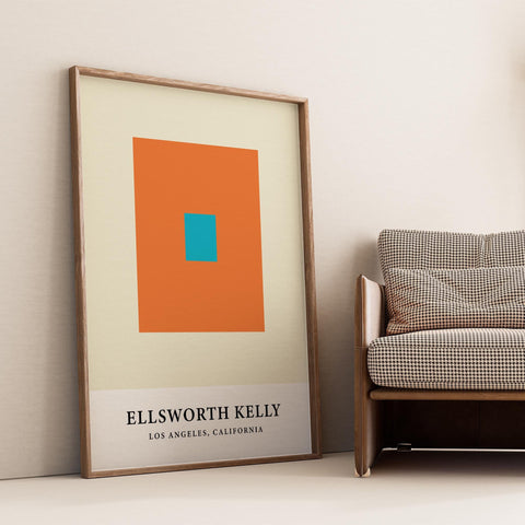 Bold orange blue Kelly-inspired decor print