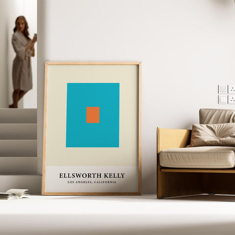 Abstract turquoise orange decor poster