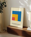 Bold red yellow blue geometric wall art