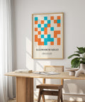 Abstract orange blue geometric gallery print