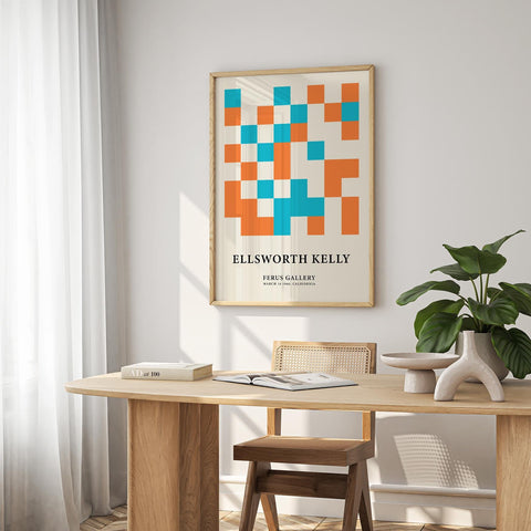 Abstract orange blue geometric gallery print