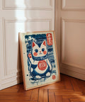 Lucky Cat gift print for Japanese culture enthusiasts, detailed with traditional elements