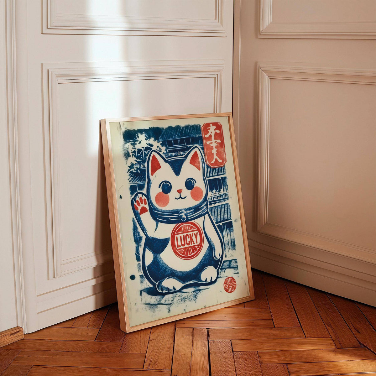lucky cat charm wall decor in Japanese style