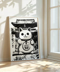 Fortune cat art print celebrating good luck and happiness