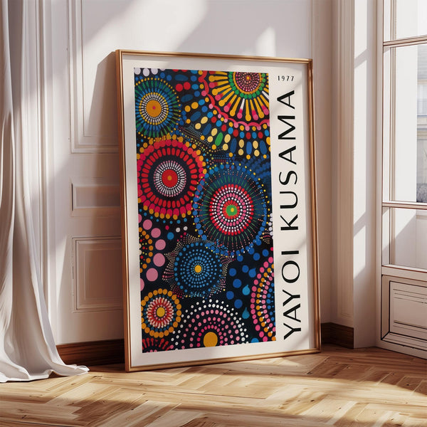 1977 dot pattern poster in bold mandala art for wall design