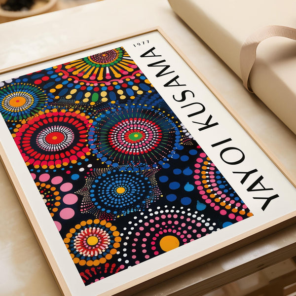 Dazzling visual symmetry in Kusama’s mandala art for wall