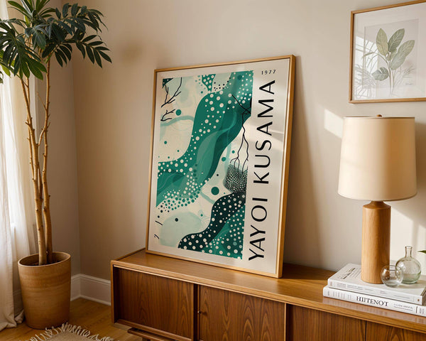 Modern Black White and Green Poster for interiors