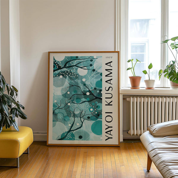 1977 Yayoi Kusama wall art featuring dots and branches