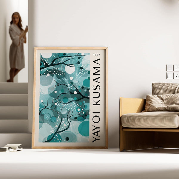 Organic abstract patterns in wall art with teal colors for stylish homes