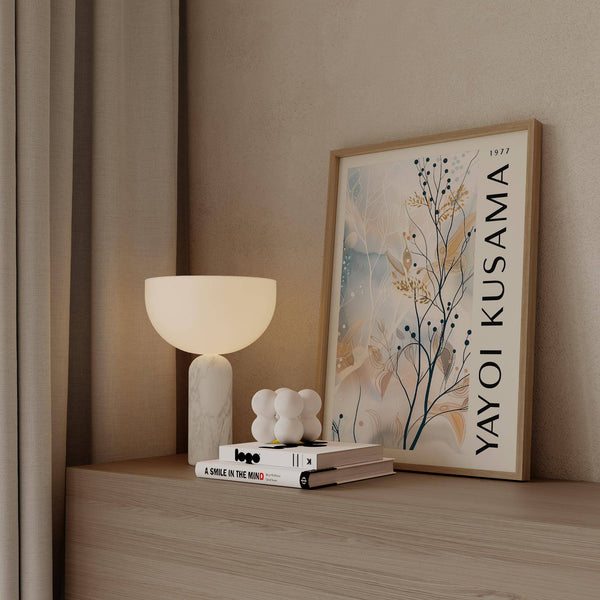 High-contrast large neutral wall art with calming tones