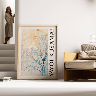 Japandi space using subtle tone sitting room art composition