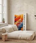 Vibrant nature-inspired wall art with bold orange and blue hues