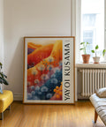 Warm-toned abstract wall art with orange and yellow accents