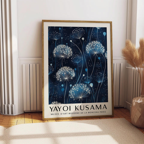 Contemporary blue dandelion wall decor